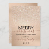 Chic Champagne Gold Glitzer Metallic Weihnachten (Vorne/Hinten)