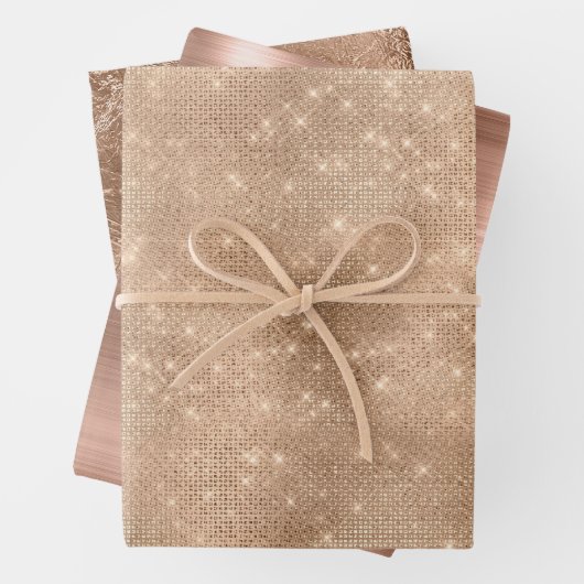 Chic Champagne Gold Sparkle Glitz Geschenkpapier Set (Beispiel)