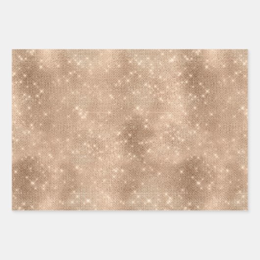 Chic Champagne Gold Sparkle Glitz Geschenkpapier Set (Vorderseite)