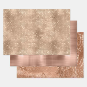 Chic Champagne Gold Sparkle Glitz Geschenkpapier Set