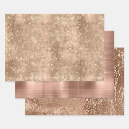 Chic Champagne Gold Sparkle Glitz Geschenkpapier Set (Set)