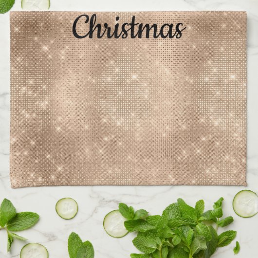 Chic Champagne Gold Sparkle Glitz Geschirrtuch (Gefaltet)