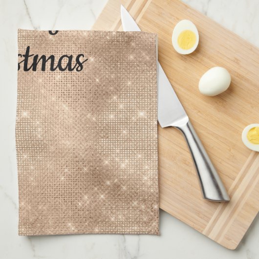 Chic Champagne Gold Sparkle Glitz Geschirrtuch (Viertel Falte)