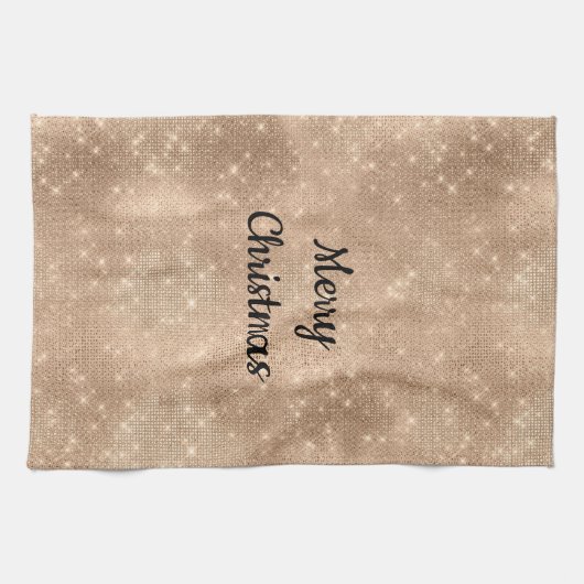 Chic Champagne Gold Sparkle Glitz Geschirrtuch (Horizontal)