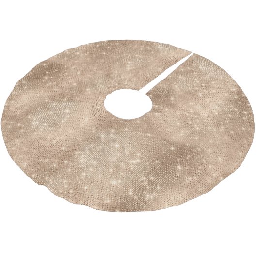 Chic Champagne Gold Sparkle Glitz Polyester Weihnachtsbaumdecke (Schrägansicht)