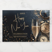 Chic Champagne Happy New Year Mini Schaumweinetikett (Einzelnes Label)