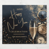 Chic Champagne Happy New Year Schaumweinetikett (Einzelnes Label)