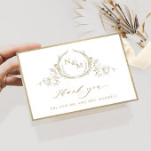 Chic Champagne Monogram, Gold Frame Wedding Dankeskarte