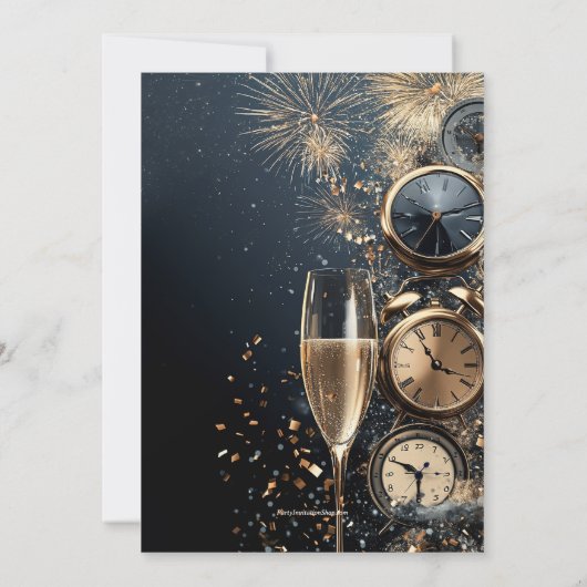 Chic Champagne Time New Year's Eve Einladung (Rückseite)