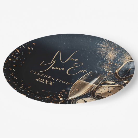 Chic Champagne Time New Year's Eve Pappteller (Schrägansicht)