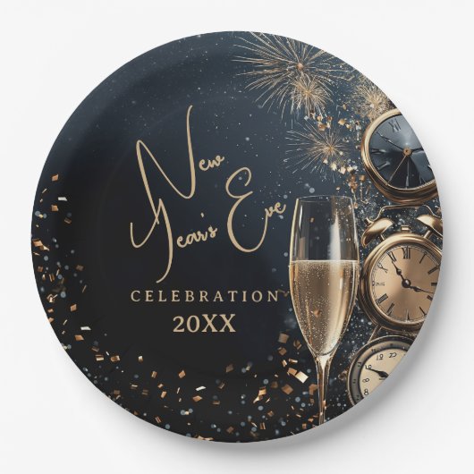 Chic Champagne Time New Year's Eve Pappteller (Vorderseite)