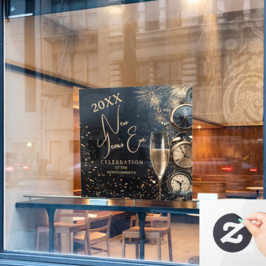 Chic Champagne Time New Year's Eve Party Fensteraufkleber (Café-Fenster)