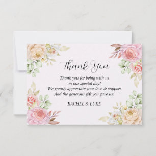 Chic-Champagnerrosen-Hochzeit Dankeskarte