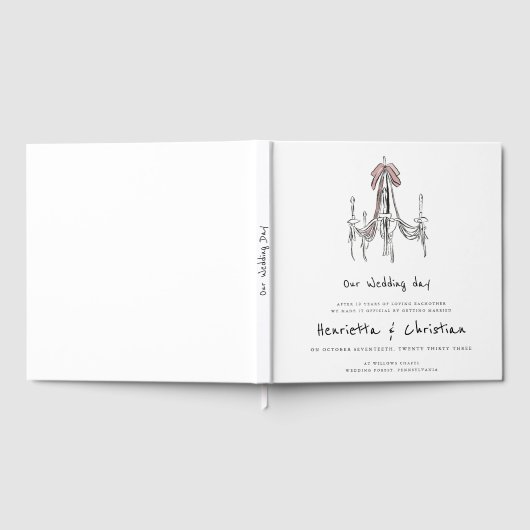 Chic Chandelier Script Wedding Guest Book Gästebuch (Voll)