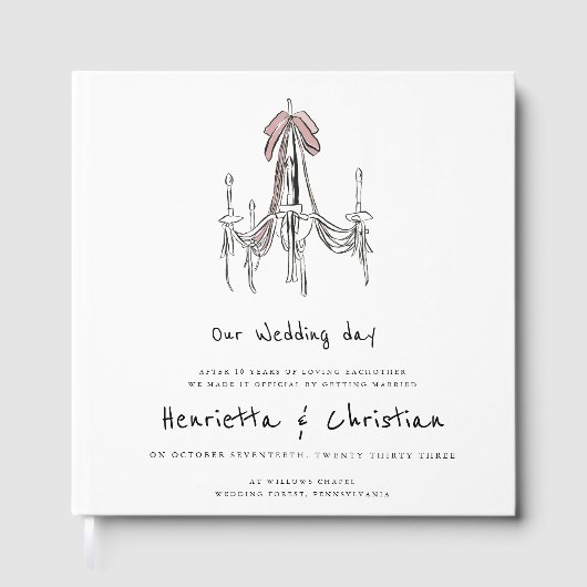 Chic Chandelier Script Wedding Guest Book Gästebuch (Vorderseite)