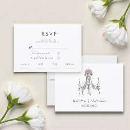 Chic Chandelier Watercolor Wedding RSVP Card Karte