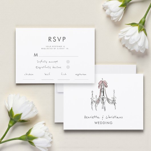 Chic Chandelier Watercolor Wedding RSVP Card Karte