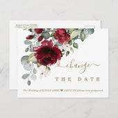 Chic Change Our Date Burgundy Blume Hochzeit Postkarte (Vorne/Hinten)
