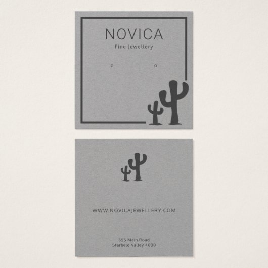 Chic Charcoal Cactus on Grey Earring Display Card (Vorne & Hinten)