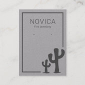 Chic Charcoal Cactus on Grey Earring Display Card Visitenkarte (Vorderseite)
