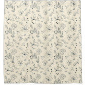 Chic Charcoal Creme Minimalistisch floral Duschvorhang (Vorderseite)