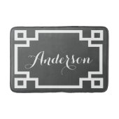 Chic Charcoal und White-griechisch Key Custom Mono Badematte (Vorderseite)