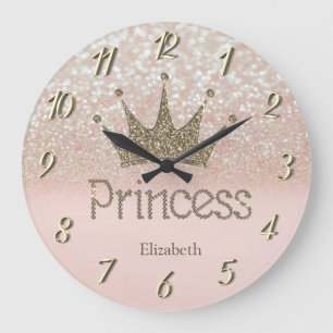 Chic Charming Tiara, Prinzessin, Glittery Bokeh Große Wanduhr