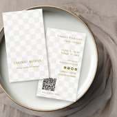 Chic Checker Tan Gold QR Code Boutique Vertical Visitenkarte