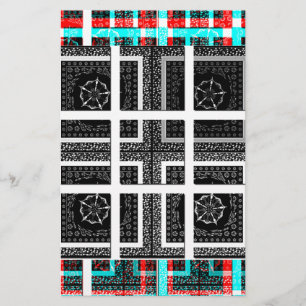 Chic Checkered Black, White & Red Graphics Design Briefpapier