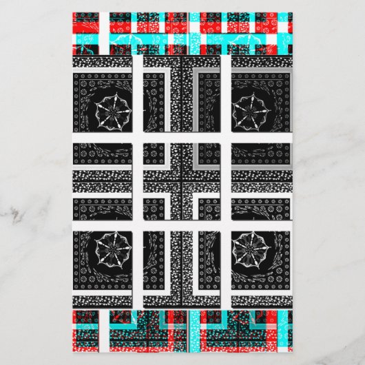 Chic Checkered Black, White & Red Graphics Design Briefpapier (Vorderseite)