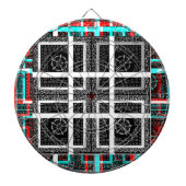 Chic Checkered Black, White & Red Graphics Design Dartscheibe (vorne)