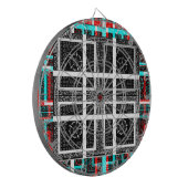 Chic Checkered Black, White & Red Graphics Design Dartscheibe (Vorderseite Links)