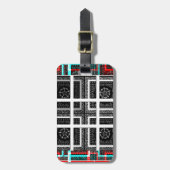 Chic Checkered Black, White & Red Graphics Design Gepäckanhänger (Vorderseite vertikal)