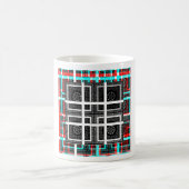 Chic Checkered Black, White & Red Graphics Design Kaffeetasse (Mittel)