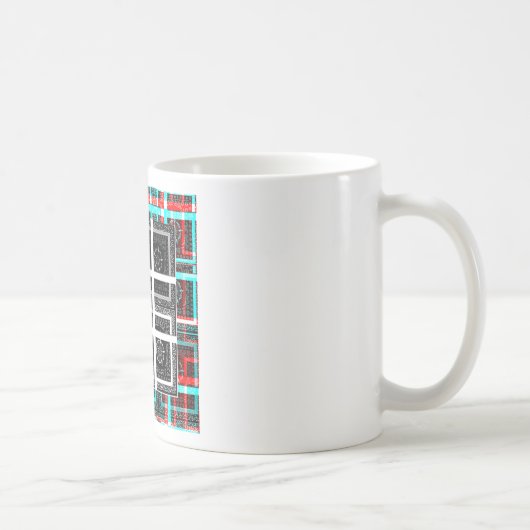 Chic Checkered Black, White & Red Graphics Design Kaffeetasse (Rechts)