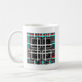 Chic Checkered Black, White & Red Graphics Design Kaffeetasse (Links)