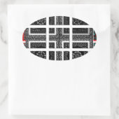 Chic Checkered Black, White & Red Graphics Design Ovaler Aufkleber (Tasche)