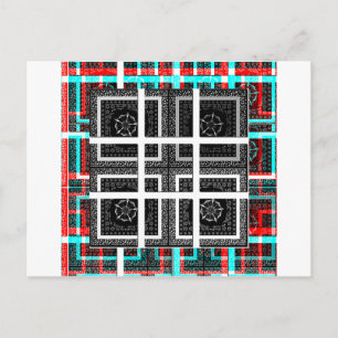 Chic Checkered Black, White & Red Graphics Design Postkarte