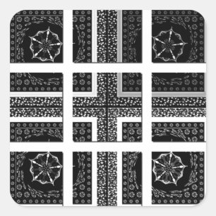 Chic Checkered Black, White & Red Graphics Design Quadratischer Aufkleber