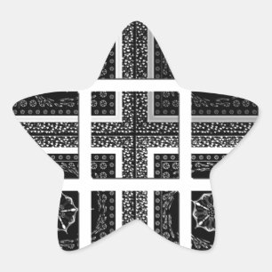 Chic Checkered Black, White & Red Graphics Design Stern-Aufkleber