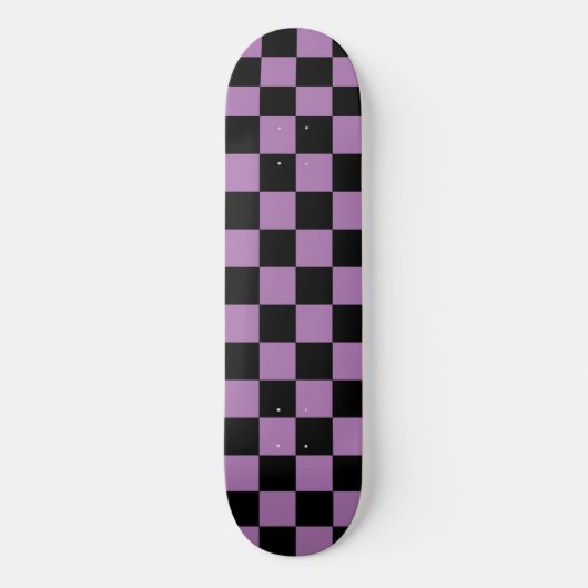 Chic Checkered (kariert) Lavendel Lila & schwarz Skateboard (Vorderseite)