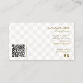 Chic Checkered Tan QR Code Branding Modern Visitenkarte (Rückseite)