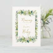 Chic Cheerful Floral Watercolor Naming Ceremony Einladung (Stehend Vorderseite)