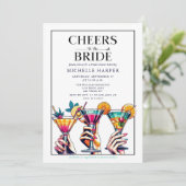 Chic Cheers to the Bride Brautparty Einladung (Stehend Vorderseite)