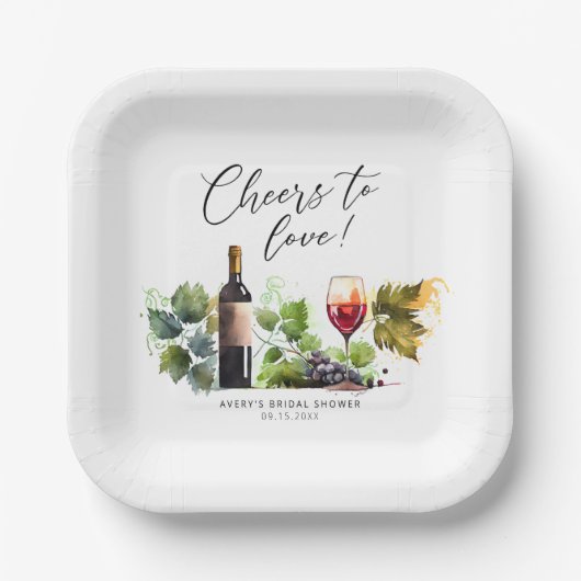 Chic Chef Liebe Weingarten Wasserfarbe Pappteller (Vorderseite)