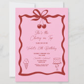 Chic Cherry auf Top Bow Pink und Red Birthday Einladung