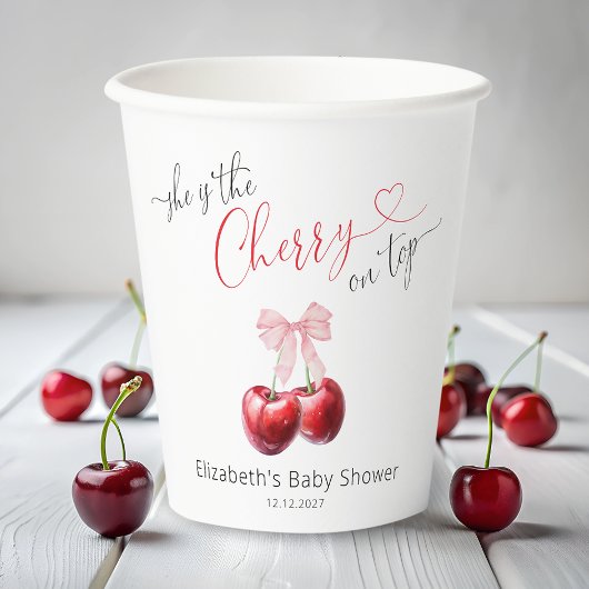 Chic Cherry auf Top Coquette Baby Dusche Pappbecher