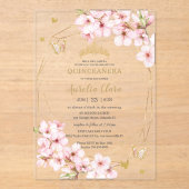 Chic Cherry Blossoms Floral Quinceañera Sweet 16 Acryleinladungen (Vorderseite)