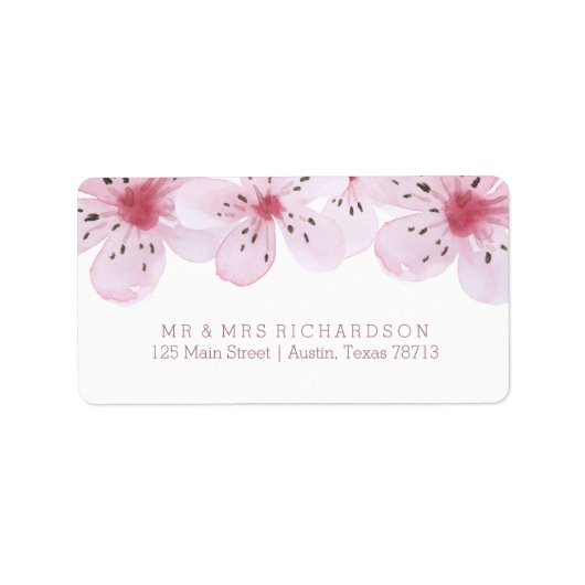 Chic Cherry Blossoms Hochzeit Adressaufkleber (Vorne)