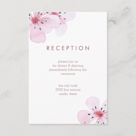Chic Cherry Blossoms Hochzeitsempfang Begleitkarte (Vorderseite)